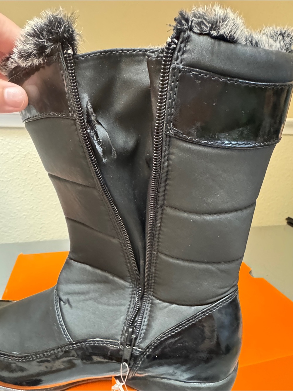Sporto Agatha Black Mid-Calf Faux-Fur Trim Winter Boots - Picture 9 of 12